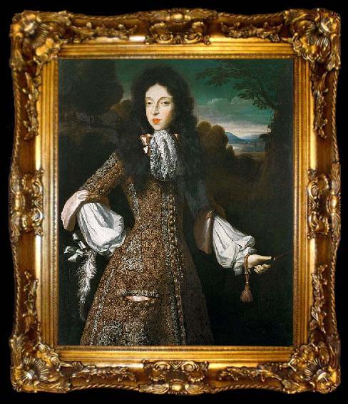 framed  Simon Pietersz Verelst Portrait of Mary of Modena, when Duchess of York, ta009-2
